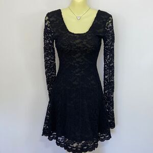 Show Me Your MuMu Dress Skater Black Lace Mini Sz Sm Excellent
